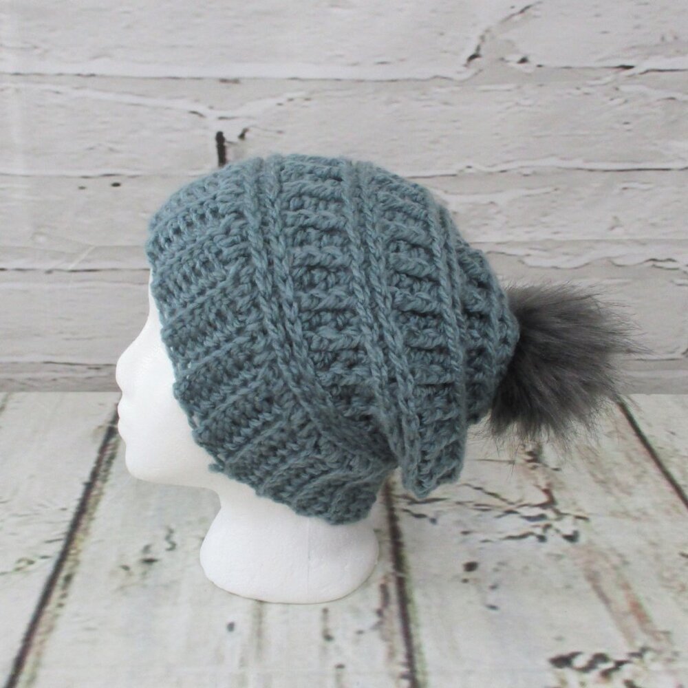 Duncan Street Designs Handcrafted Hat with Faux Fur Pom - Picture 4 of 6